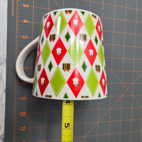 NWT Starbucks Barista 2003 Holiday 40s Wrapping Paper Coffee Mug Red Green 18 oz - Picture 9 of 11